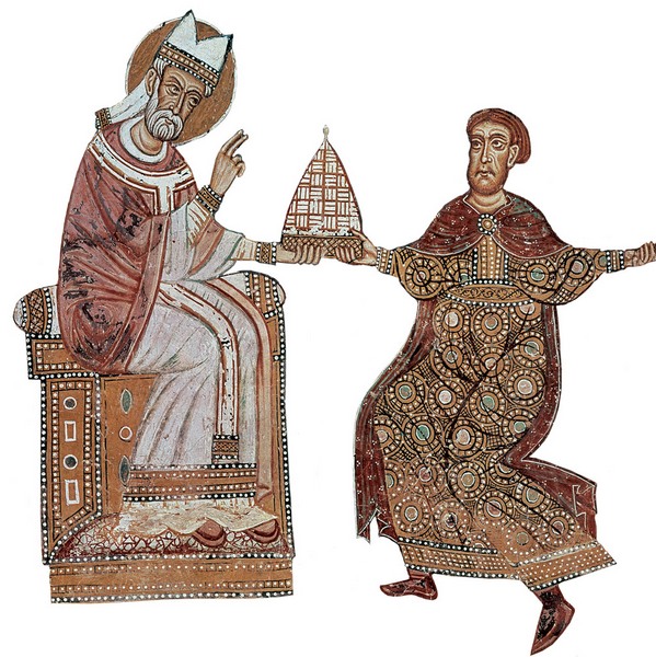 Константин и Сильвестр на фреске XIII в.