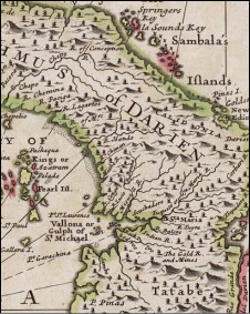 в 1699 году карта Панамского перешейка выглядела так...