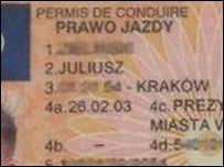 фрагмент водительского удостоверения поляка