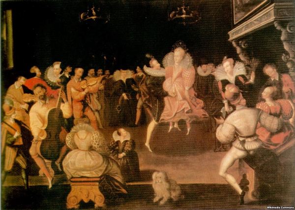 Маркус Гирертс Младший (?). Королева Елизавета танцует вольту с Робертом Дадли, графом Лестером. Около 1580