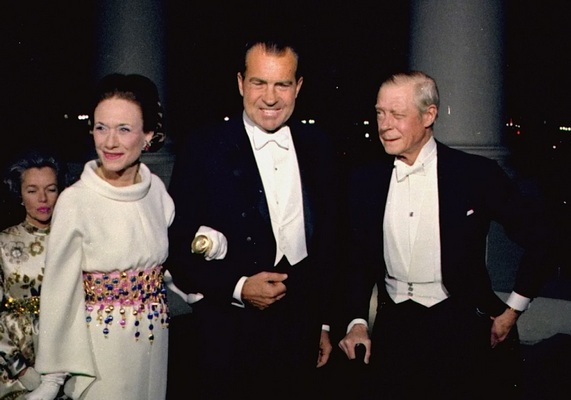 президент США Ричард Никсон, герцог и герцогиня Виндзорские, 1970 год