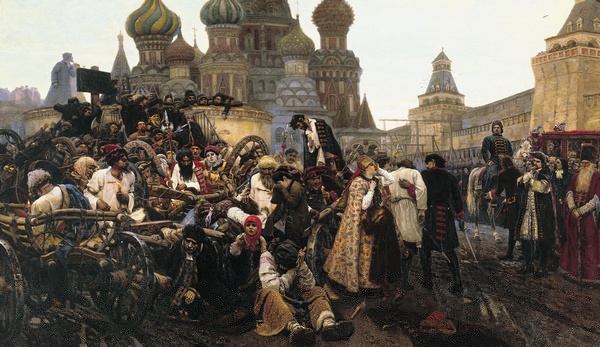 картина русского художника В.И. Сурикова Утро стрелецкой казни, посвящённая казни стрельцов после неудачного бунта 1698 года