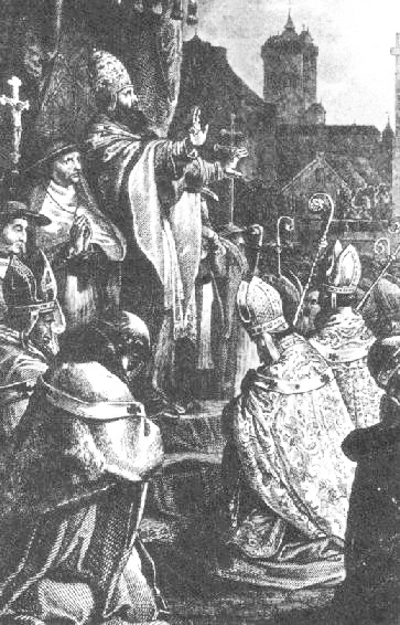 Папа Урбан II на Клермонском соборе благословляет Крестовый поход
