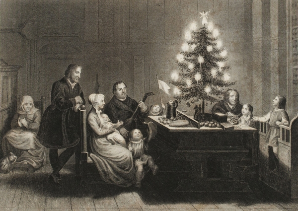 Мартин Лютер в кругу семьи отмечает Рождество в 1536 году в Виттенберге. Около 1869 года